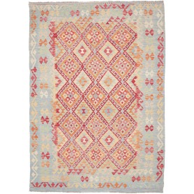Tappeto Kilim Afghanistan Geometrico Celeste Rosso 177x246 C