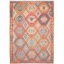 Tappeto Kilim Afghanistan Geometrico Terracotta Azzurro 181x