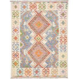 Tappeto Kilim Afghanistan Geometrico Azzurro Avorio 155x204