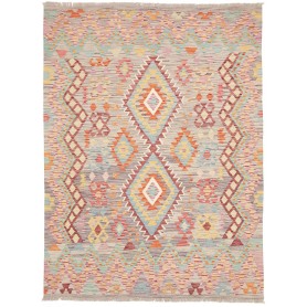 Tappeto Kilim Afghanistan Geometrico Grigio Multicolor Paste
