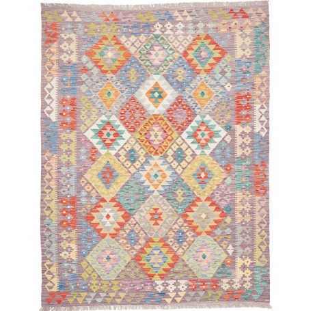 Tappeto Kilim Afghanistan Geometrico Lilla Multicolore Vivac