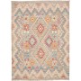 Tappeto Kilim Afghanistan Geometrico Grigio Multicolore 149x