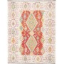 Tappeto Kilim Afghanistan Geometrico Crema Rosso 150x200 Cm