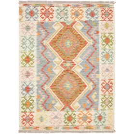 Tappeto Kilim Afghanistan Astratto Grigio-azzurro Crema 149x