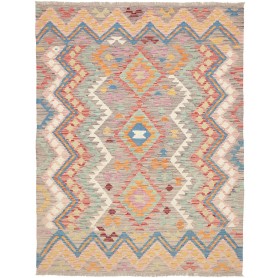 Tappeto Kilim Afghanistan Geometrico Grigio Multicolore 150x