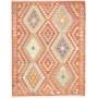 Tappeto Kilim Afghanistan Astratto Terracotta Azzurro 150x19