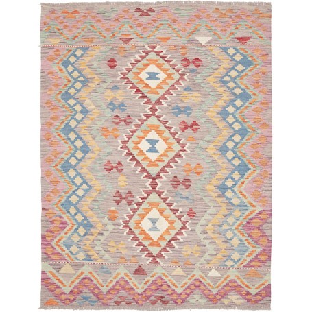 Tappeto Kilim Afghanistan Geometrico Grigio Multicolore Past