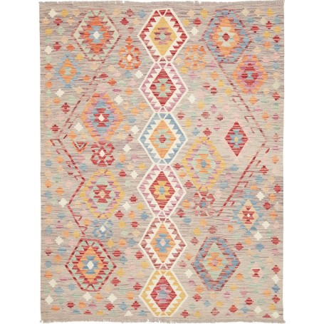Tappeto Kilim Afghanistan Geometrico Grigio Multicolore Viva