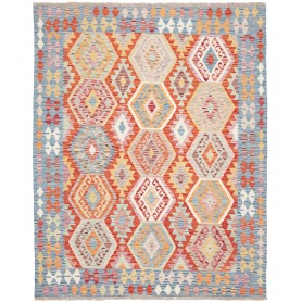 Tappeto Kilim Afghanistan Geometrico Azzurro Arancione 155x1