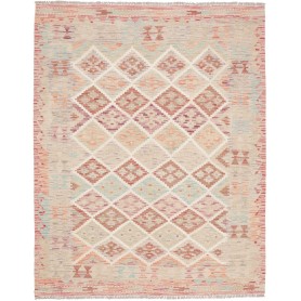 Tappeto Kilim Afghanistan Geometrico Beige Rosa 152x191 Cm