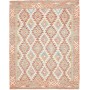 Tappeto Kilim Afghanistan Geometrico Terracotta Azzurro 155x