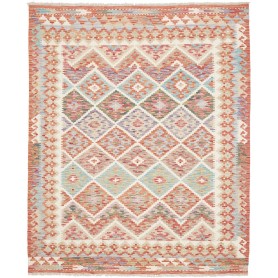 Tappeto Kilim Afghanistan Geometrico Panna Terracotta 159x19