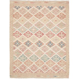 Tappeto Kilim Afghanistan Geometrico Beige Rosa 153x196 Cm