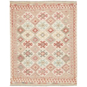 Tappeto Kilim Afghanistan Astratto Beige Rosa 154x194 Cm