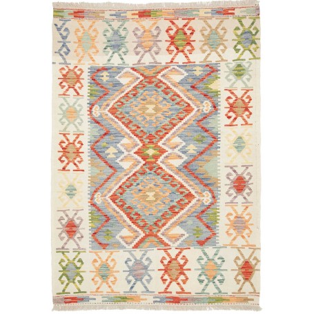 Tappeto Kilim Afghanistan Astratto Azzurro Arancione 126x180