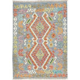 Tappeto Kilim Afghanistan Geometrico Azzurro Multicolore 125