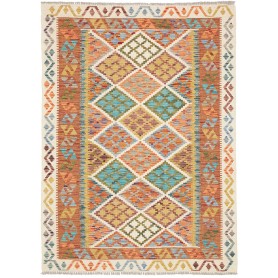 Tappeto Kilim Afghanistan Geometrico Multicolore Turchese 12