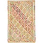Tappeto Kilim Afghanistan Geometrico Multicolore Vivace 124x