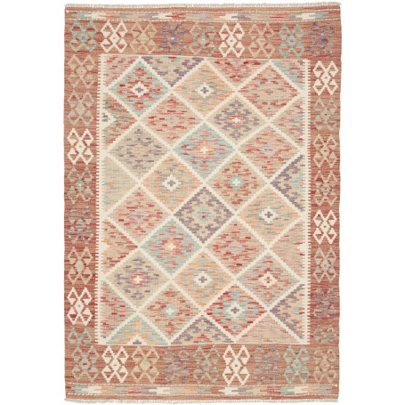 Tappeto Kilim Afghanistan Astratto Terracotta Beige 122x172