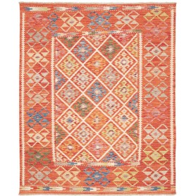 Tappeto Kilim Afghanistan Astratto Arancione Multicolore 160