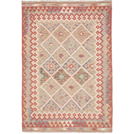 Tappeto Kilim Afghanistan Geometrico Terracotta Pastello 123