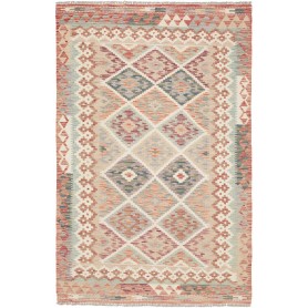 Tappeto Kilim Afghanistan Geometrico Beige Terracotta 123x18