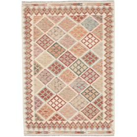 Tappeto Kilim Afghanistan Astratto Multicolore Beige 123x174