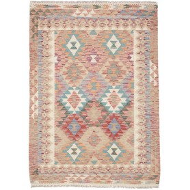 Tappeto Kilim Afghanistan Geometrico Beige Rosa 127x177 Cm