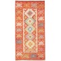 Tappeto Kilim Afghanistan Astratto Arancio Blu 102x209 Cm