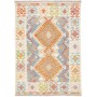 Tappeto Kilim Afghanistan Geometrico Crema Azzurro 147x206 C