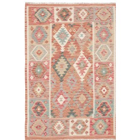 Tappeto Kilim Afghanistan Geometrico Terracotta Beige 104x15
