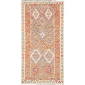 Tappeto Kilim Afghanistan Astratto Arancio Rosso 101x196 Cm