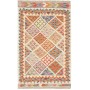 Tappeto Kilim Afghanistan Geometrico Multicolor Sfondo Crema