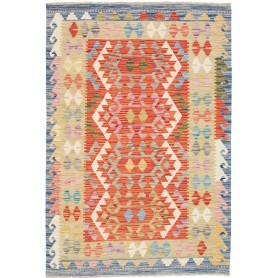 Tappeto Kilim Afghanistan Geometrico Arancione Blu 102x147 C