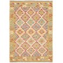Tappeto Kilim Afghanistan Astratto Crema Giallo Azzurro 104x