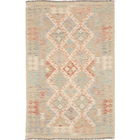Tappeto Kilim Afghanistan Geometrico Beige Azzurro 103x155 C