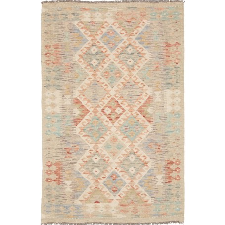 Tappeto Kilim Afghanistan Geometrico Beige Azzurro 103x155 C