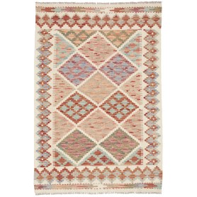 Tappeto Kilim Afghanistan Geometrico Crema Multicolore 101x1