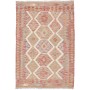 Tappeto Kilim Afghanistan Geometrico Beige Rosso 99x148 Cm