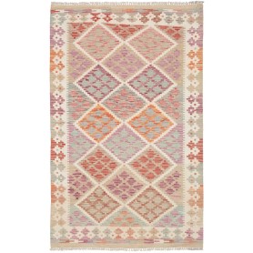 Tappeto Kilim Afghanistan Geometrico Multicolore Pastello 99