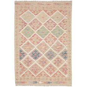 Tappeto Kilim Afghanistan Astratto Crema Pastello 103x149 Cm