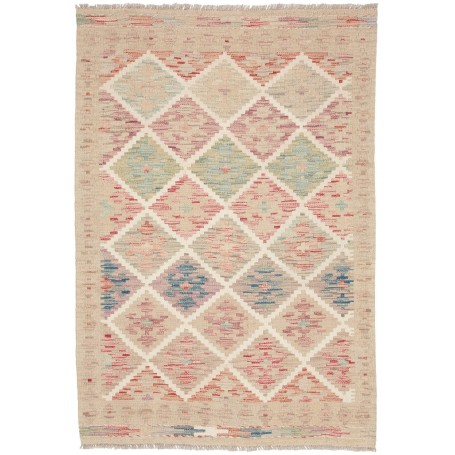 Tappeto Kilim Afghanistan Astratto Crema Pastello 103x149 Cm