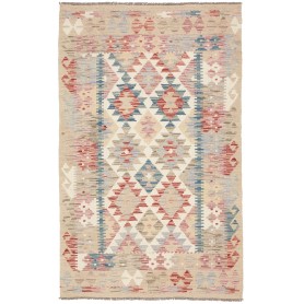 Tappeto Kilim Afghanistan Geometrico Beige Rosso 97x155 Cm