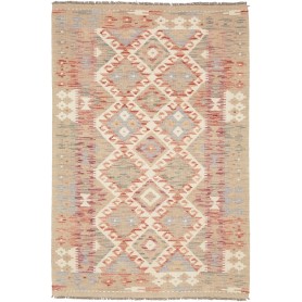 Tappeto Kilim Afghanistan Astratto Beige Rosso 102x151 Cm
