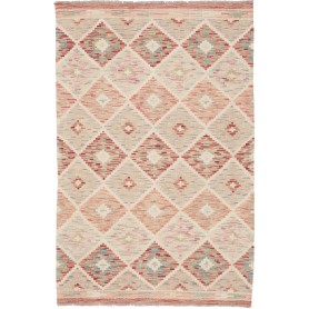 Tappeto Kilim Afghanistan Geometrico Beige Rosso 100x152 Cm