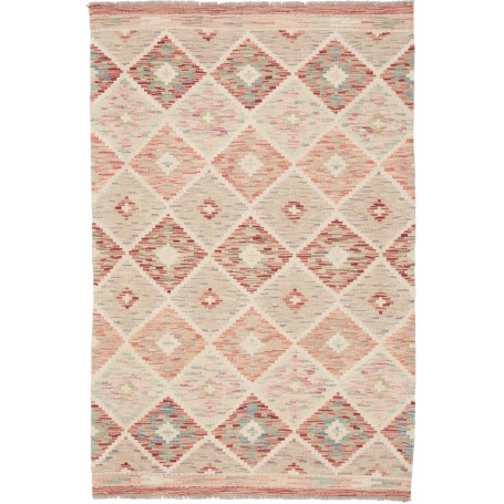 Tappeto Kilim Afghanistan Geometrico Beige Rosso 100x152 Cm