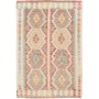 Tappeto Kilim Afghanistan Astratto Crema Rosso 100x141 Cm