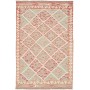 Tappeto Kilim Afghanistan Geometrico Corallo Celeste 102x152