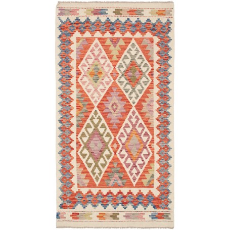 Tappeto Kilim Afghanistan Geometrico Terracotta Beige 100x19