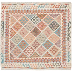 Tappeto Kilim Afghanistan Astratto Multicolore Pastello 161x
